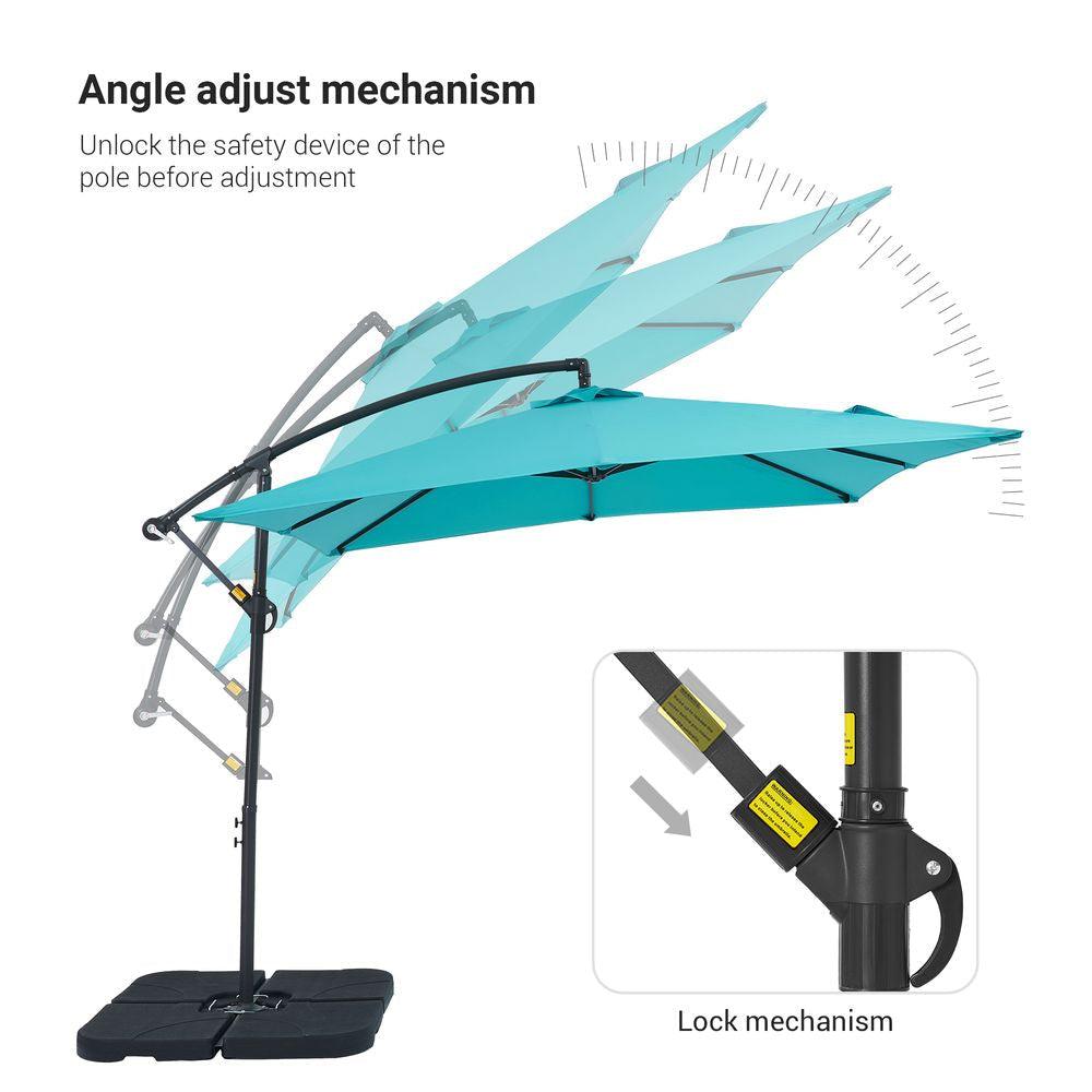 SONKUKI 8.2 x 8.2ft. Square Patio Offset Umbrellas With Base - Sonkuki