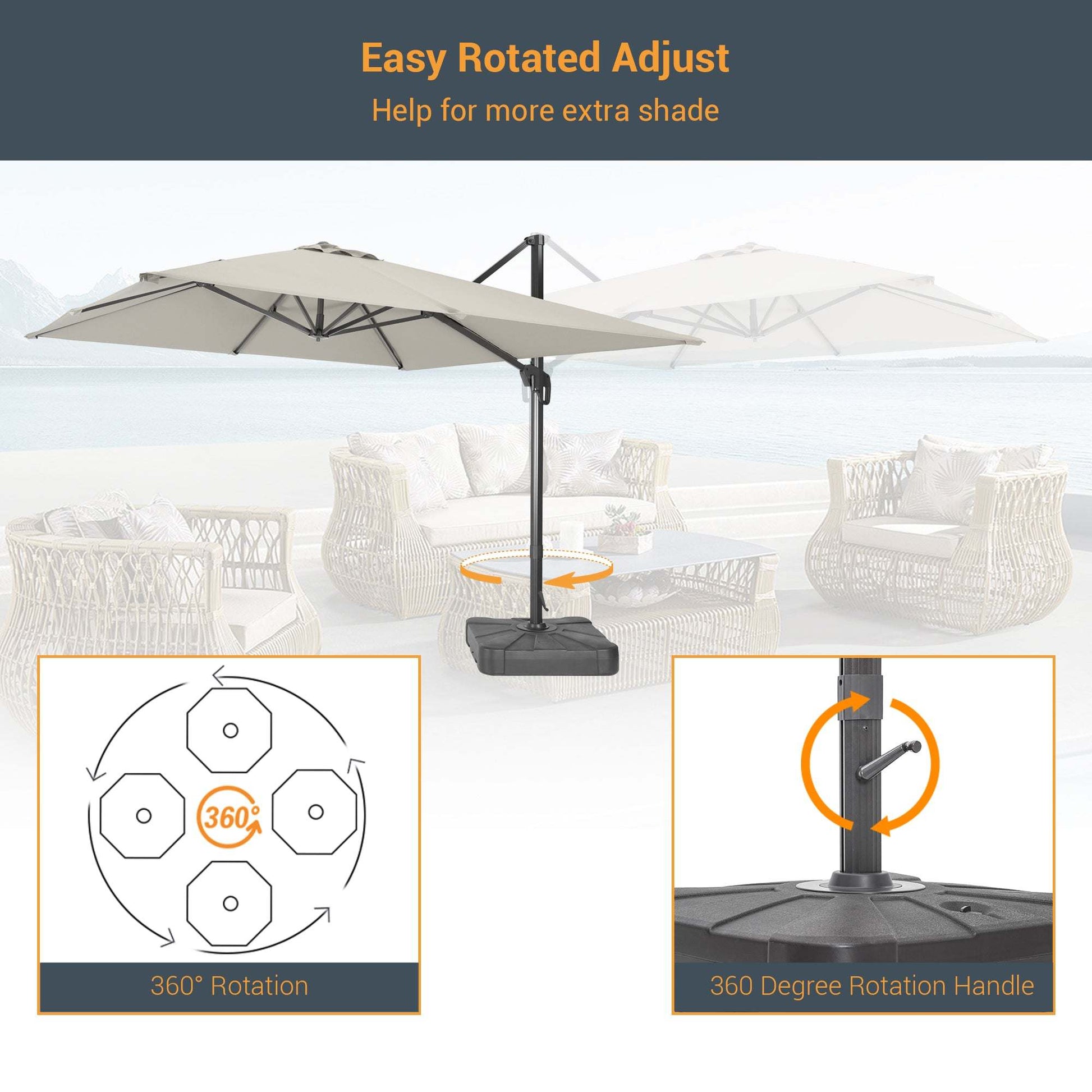 SONKUKI 11.5x9ft Cantilever Umbrella Pro.