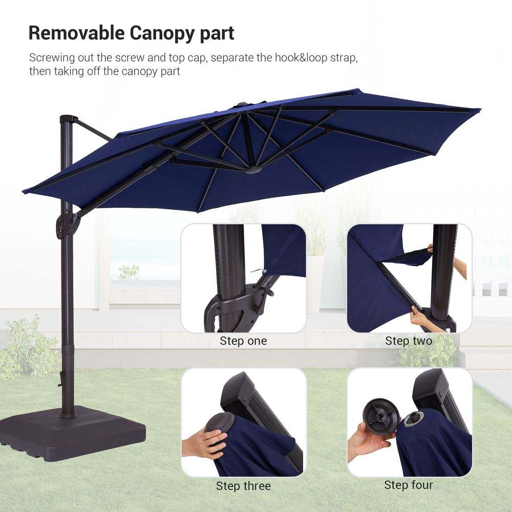SONKUKI Cantilever Outdoor 11Ft Umbrella With a Base Stand - Sonkuki