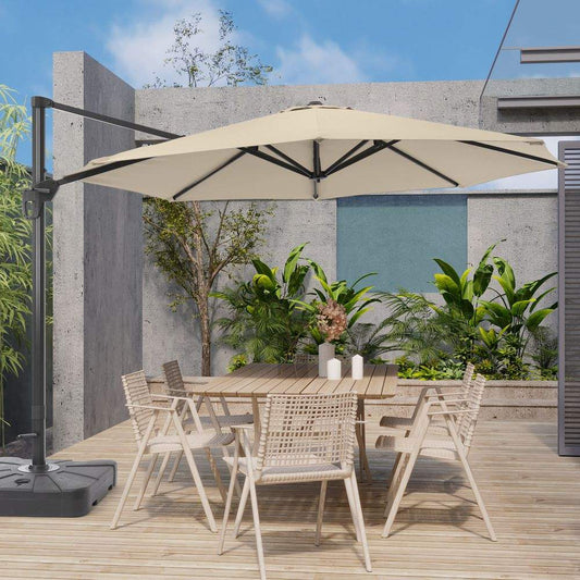 SONKUKI 11Ft Water-repellent UV Protection Outdoor Cantilever Umbrella With a Base - Sonkuki