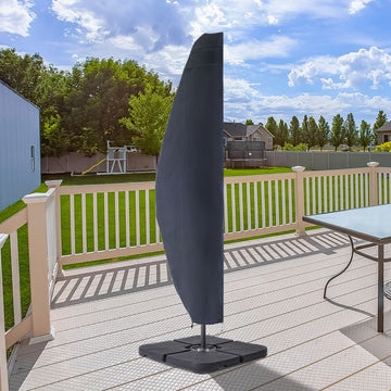 SONKUKI Patio Umbrella Covers Zippered Windproof Anti-UV 600D Fits 9¨C11ft Offset Hanging Umbrella Parasol - Sonkuki