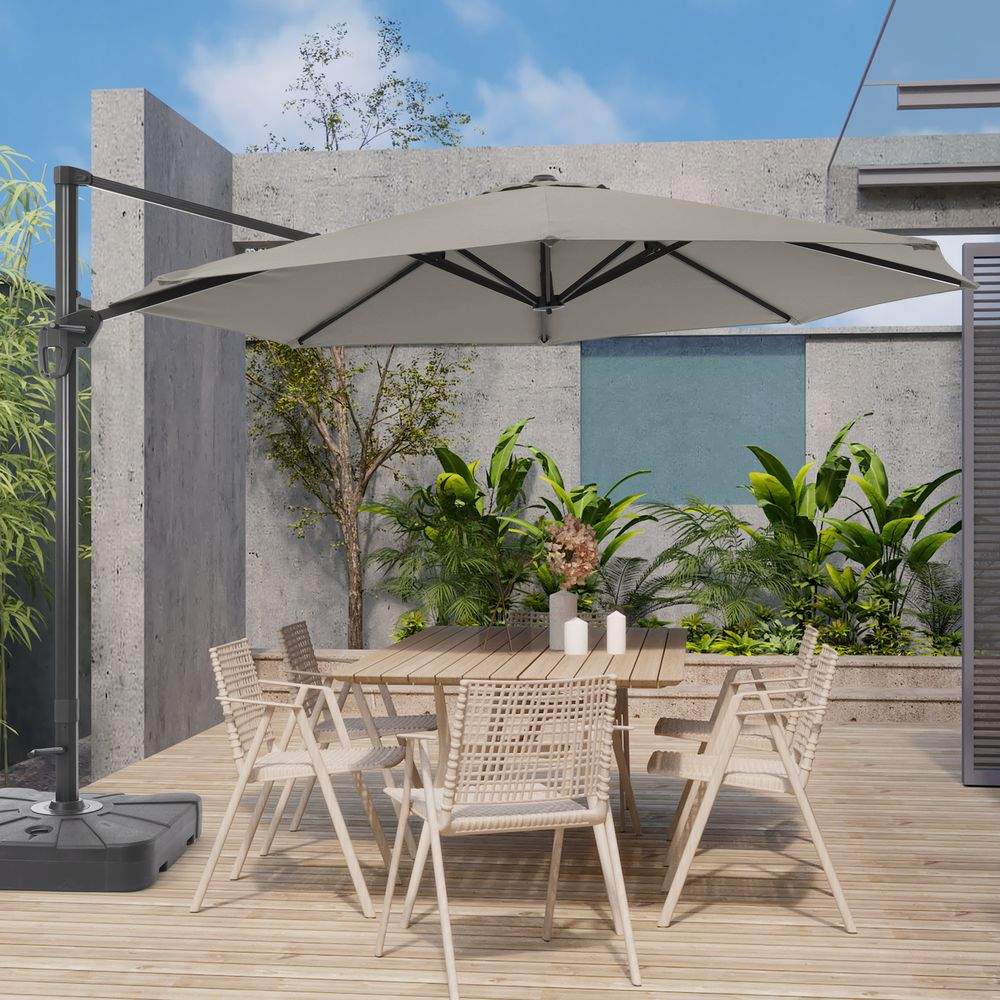 SONKUKI 11Ft Water-repellent UV Protection Outdoor Cantilever Umbrella With a Base - Sonkuki