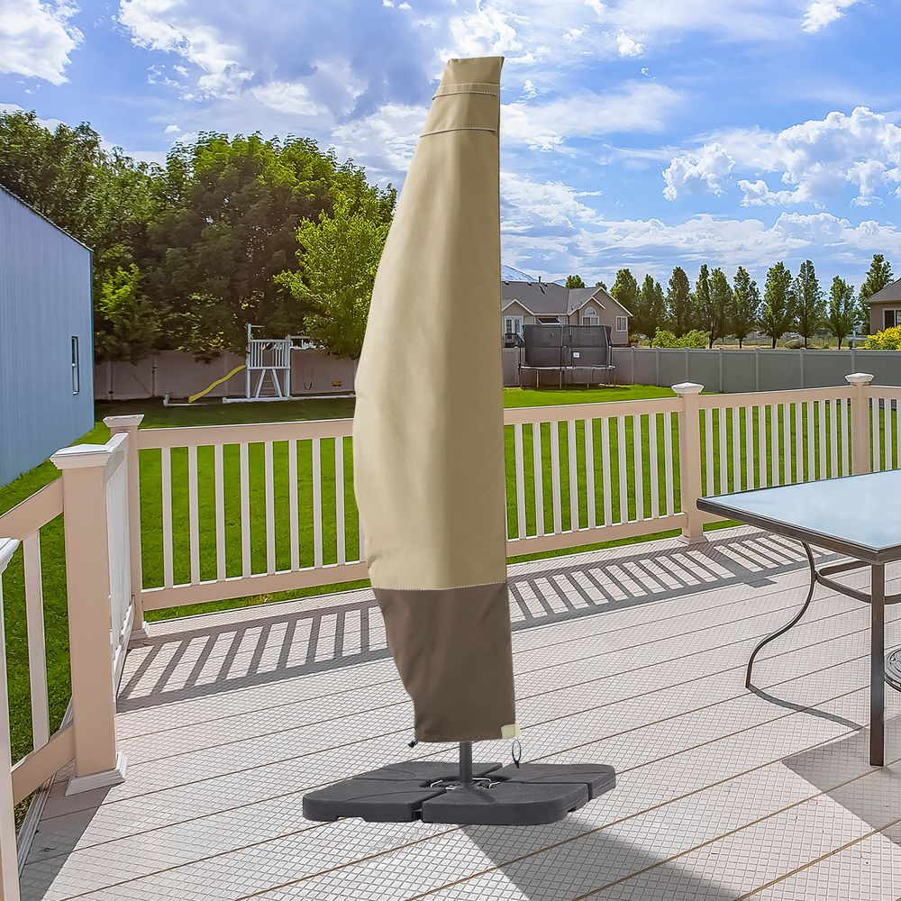 SONKUKI Patio Umbrella Covers Zippered Windproof Anti-UV 600D Fits 9¨C11ft Offset Hanging Umbrella Parasol - Sonkuki