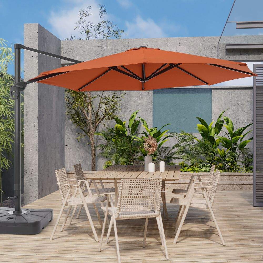 SONKUKI 11Ft Water-repellent UV Protection Outdoor Cantilever Umbrella With a Base - Sonkuki