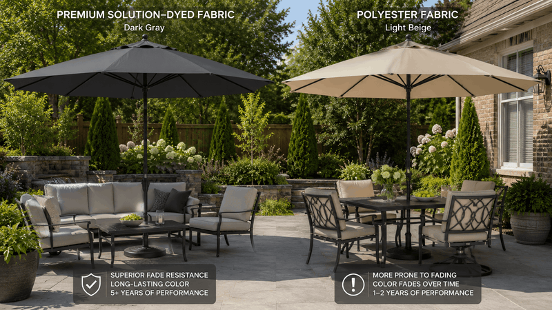 Patio Umbrella Fabric Comparison: Solution-Dyed vs Polyester Fabric - Sonkuki