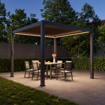 SONKUKI Brighten Up Your Outdoor Fun with Our Detachable Control Panel LED-Equipped Pergola – Solar and USB Charging Options