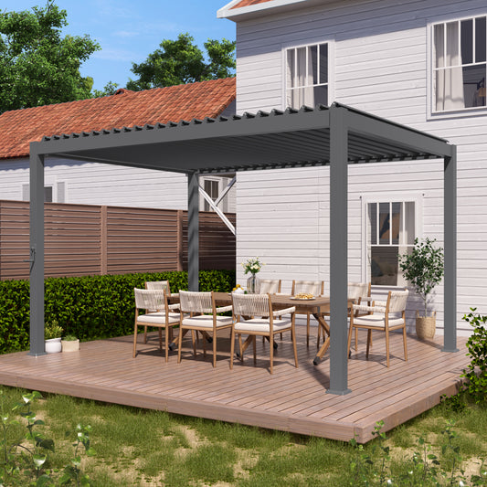 SONKUKI Modern Aluminum Frame Pergola for Outdoor Garden with Adjustable Louvered Roof, Effortless Maintenance, and Patented Design