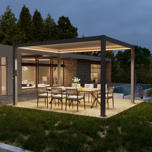 SONKUKI Brighten Up Your Outdoor Fun with Our Detachable Control Panel LED-Equipped Pergola – Solar and USB Charging Options