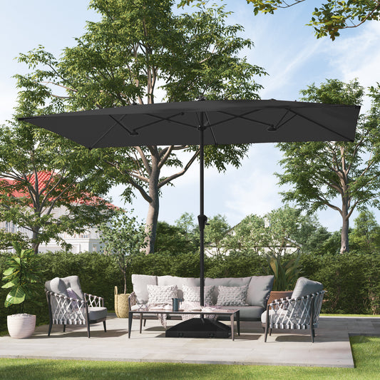 SONKUKI 11x7ft Large Double-Sided Rectangular Outdoor Patio Market Umbrella with Crank