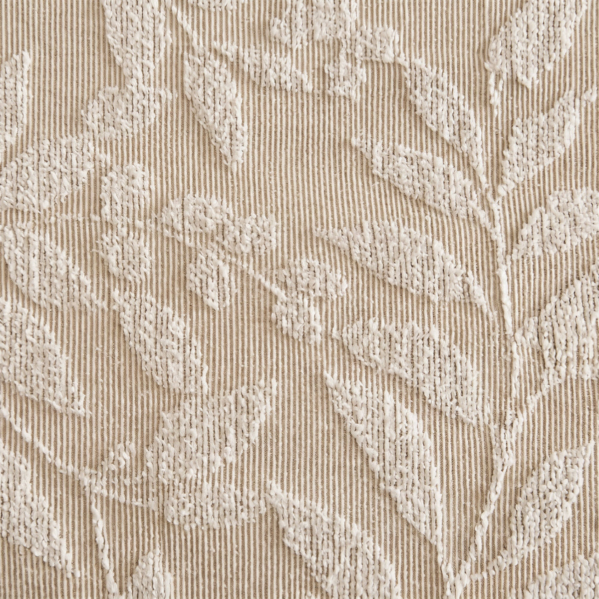 1 PC 72x72" Cotton Blend Botanical Jacquard Shower Curtain, Beige - Sonkuki