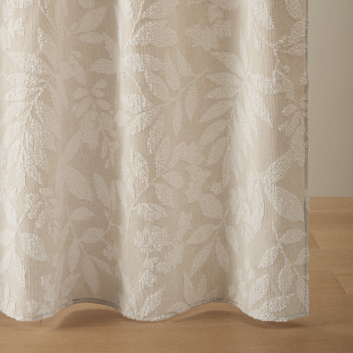 1 PC 72x72" Cotton Blend Botanical Jacquard Shower Curtain, Beige - Sonkuki