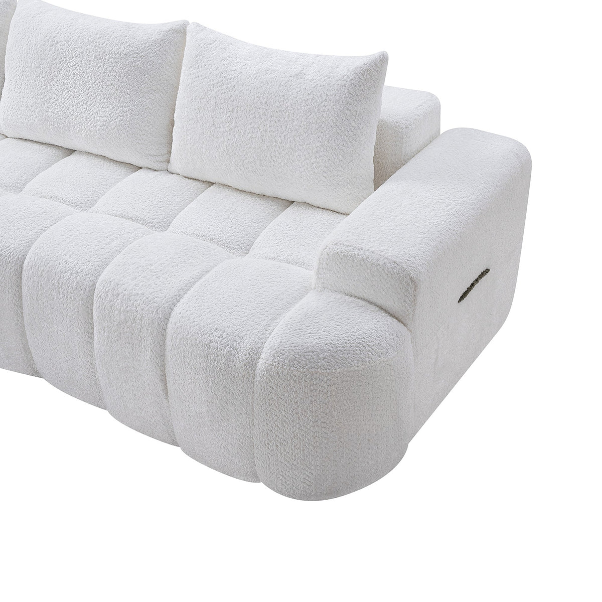 100" Extra Large Curved Front Compressed Sectional Sofa, 3-Seat Cloud-Like Boucle Couch with High Resilience Foam, Easy to Move & Ship, Modern Oversized Sofa for Living Room - Sonkuki