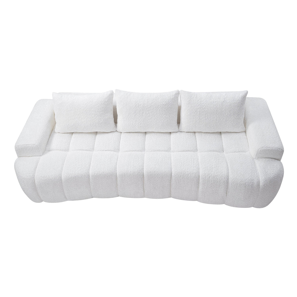 100" Extra Large Curved Front Compressed Sectional Sofa, 3-Seat Cloud-Like Boucle Couch with High Resilience Foam, Easy to Move & Ship, Modern Oversized Sofa for Living Room - Sonkuki