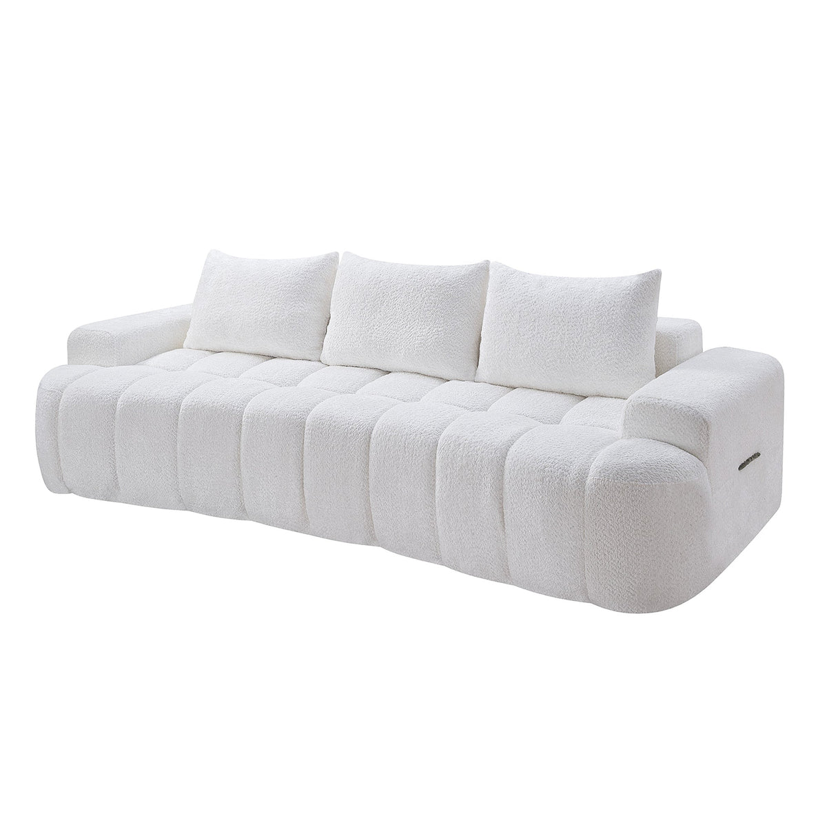 100" Extra Large Curved Front Compressed Sectional Sofa, 3-Seat Cloud-Like Boucle Couch with High Resilience Foam, Easy to Move & Ship, Modern Oversized Sofa for Living Room - Sonkuki