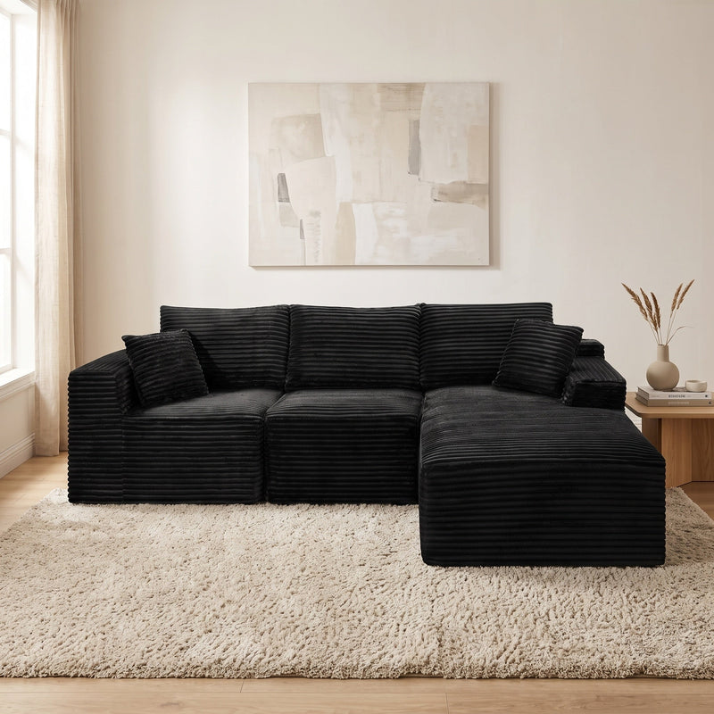 103.9"Cloud Modular Sectional Sofa Couch with L-Shape Chaise,Modern Minimalist Upholstered Couches for Living Room Bedroom,Deep Seat Corner Couch,No Assembly Required - Sonkuki