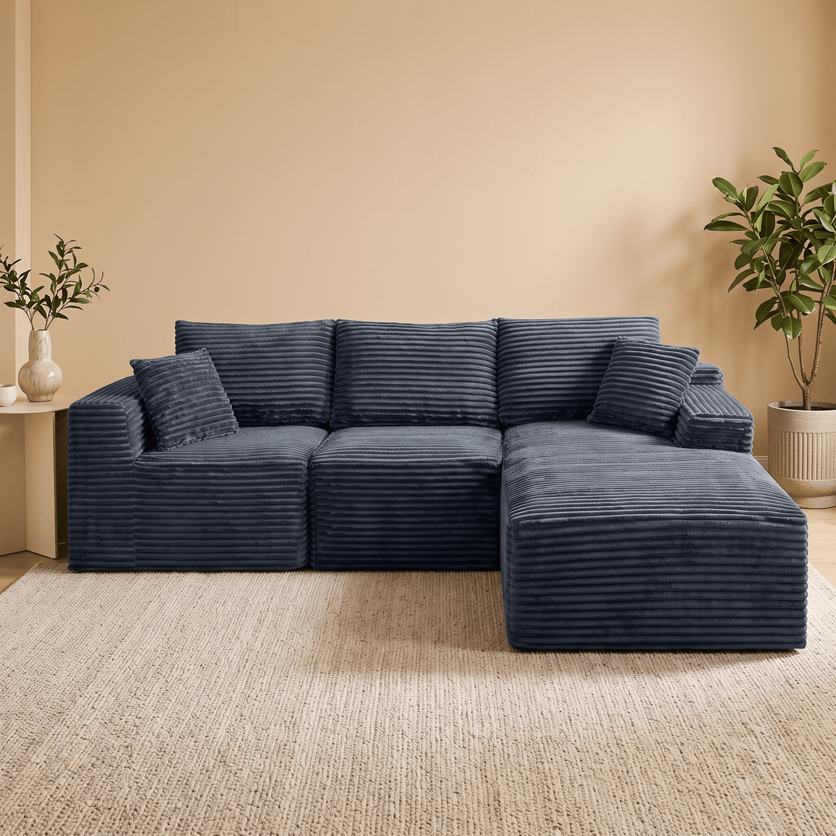 103.9"Cloud Modular Sectional Sofa Couch with L-Shape Chaise,Modern Minimalist Upholstered Couches for Living Room Bedroom,Deep Seat Corner Couch,No Assembly Required - Sonkuki