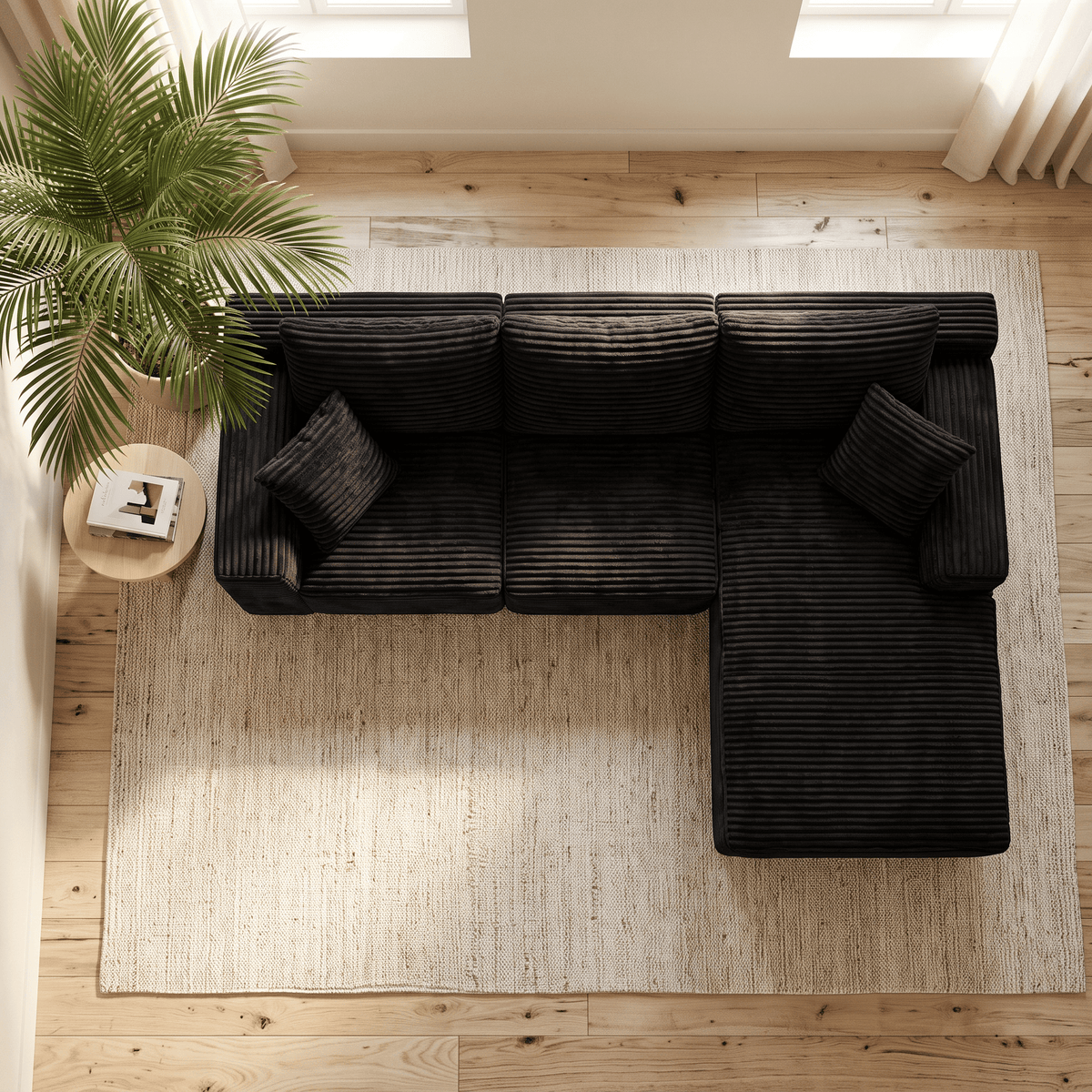 103.9"Cloud Modular Sectional Sofa Couch with L-Shape Chaise,Modern Minimalist Upholstered Couches for Living Room Bedroom,Deep Seat Corner Couch,No Assembly Required - Sonkuki