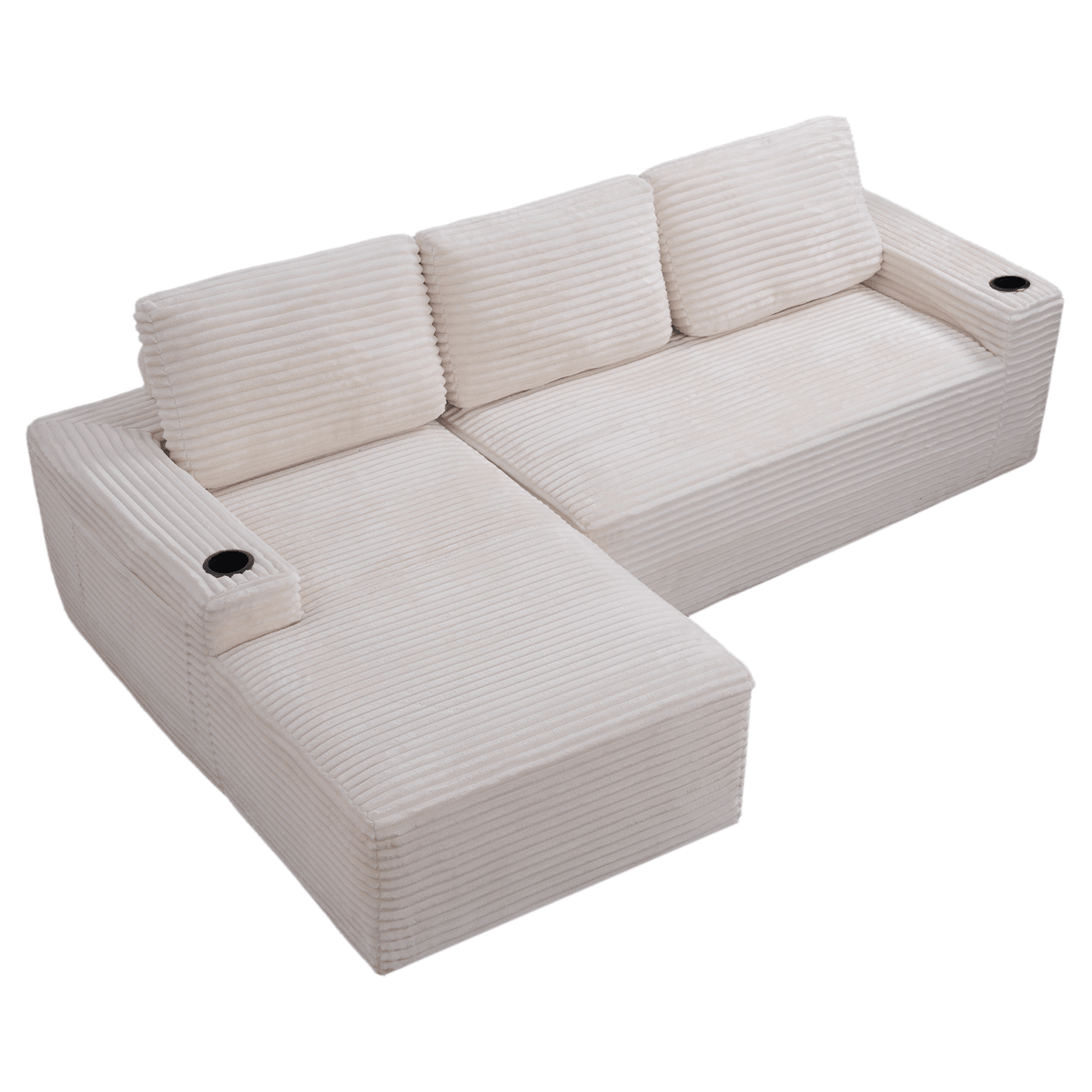 104 Inch Cloud Sectional Couch,Modern Modular Sectional Sofa with Deep Seat,Corduroy Boneless Couches with L-Shape Chaise for Living Room Bedroom,No Assembly Required - Sonkuki