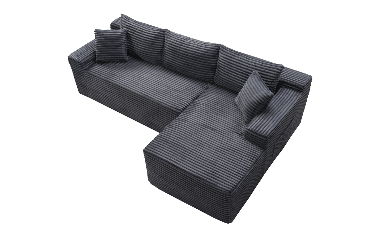 106.3" Cloud Modular Sectional Sofa Couch with L-Shape Chaise,Modern Minimalist Upholstered Couches for Living Room Bedroom,Deep Seat Corner Couch,No Assembly Required - Sonkuki