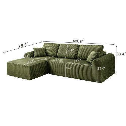 106.3" Cloud Modular Sectional Sofa Couch with L-Shape Chaise,Modern Minimalist Upholstered Couches for Living Room Bedroom,Deep Seat Corner Couch,No Assembly Required - Sonkuki