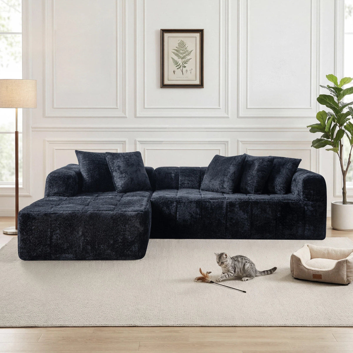 106.3" Cloud Modular Sectional Sofa Couch with L-Shape Chaise,Modern Minimalist Upholstered Couches for Living Room Bedroom,Deep Seat Corner Couch,No Assembly Required - Sonkuki