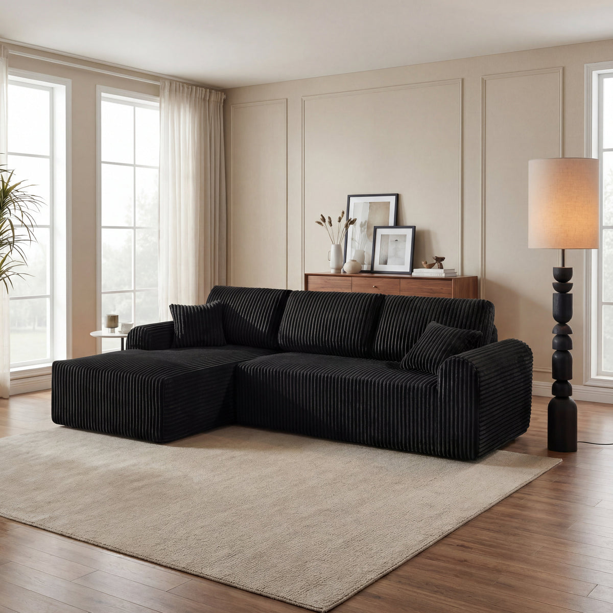 106.3" Cloud Modular Sectional Sofa Couch with L-Shape Chaise,Modern Minimalist Upholstered Couches for Living Room Bedroom,Deep Seat Corner Couch,No Assembly Required - Sonkuki