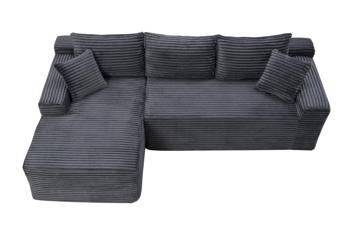 106.3" Cloud Modular Sectional Sofa Couch with L-Shape Chaise,Modern Minimalist Upholstered Couches for Living Room Bedroom,Deep Seat Corner Couch,No Assembly Required - Sonkuki