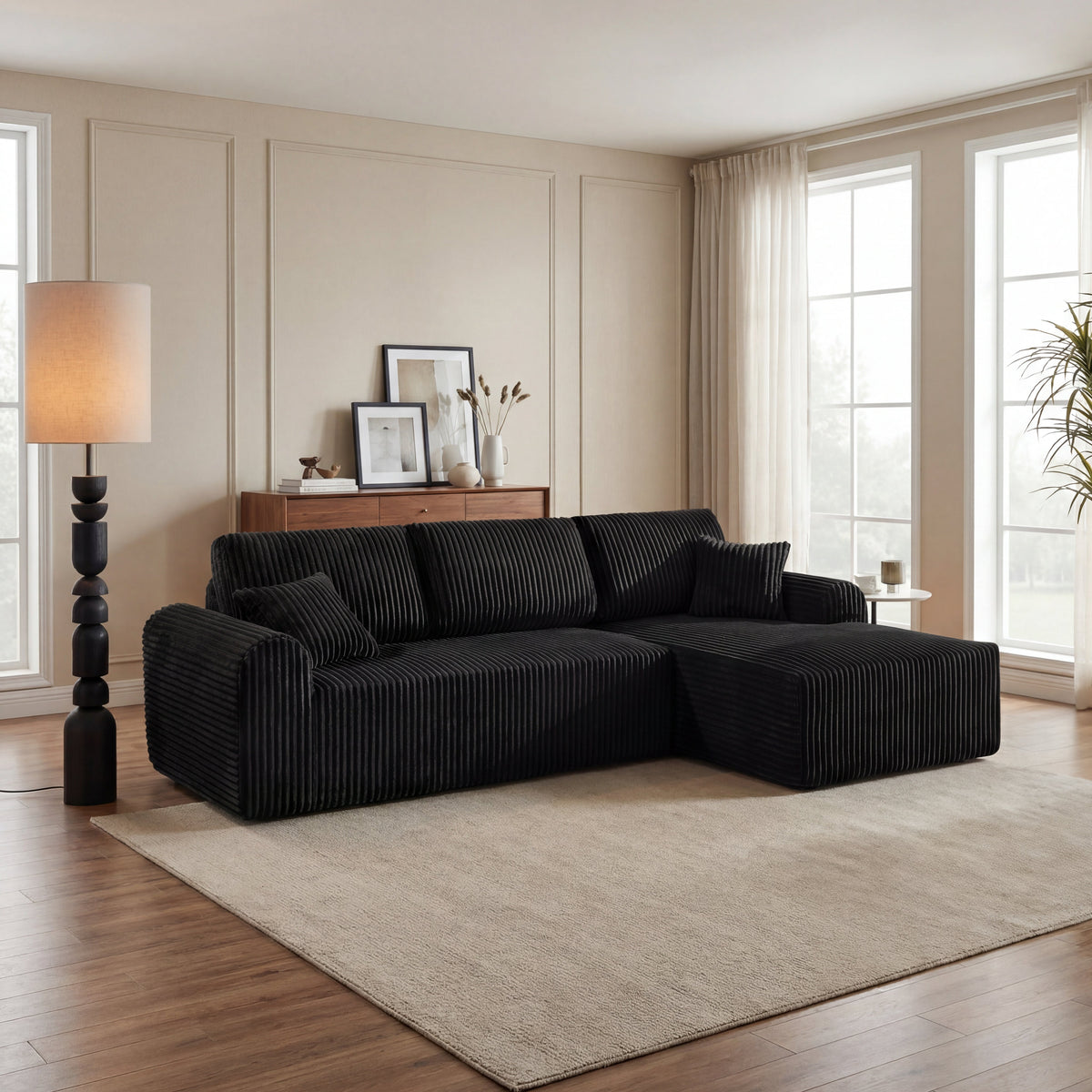 106.3" Cloud Modular Sectional Sofa Couch with L-Shape Chaise,Modern Minimalist Upholstered Couches for Living Room Bedroom,Deep Seat Corner Couch,No Assembly Required - Sonkuki