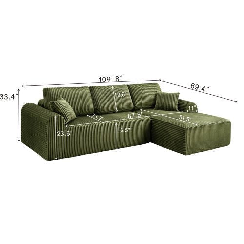 106.3" Cloud Modular Sectional Sofa Couch with L-Shape Chaise,Modern Minimalist Upholstered Couches for Living Room Bedroom,Deep Seat Corner Couch,No Assembly Required - Sonkuki