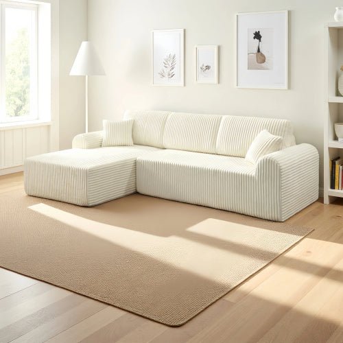 106.3" Cloud Modular Sectional Sofa Couch with L-Shape Chaise,Modern Minimalist Upholstered Couches for Living Room Bedroom,Deep Seat Corner Couch,No Assembly Required - Sonkuki