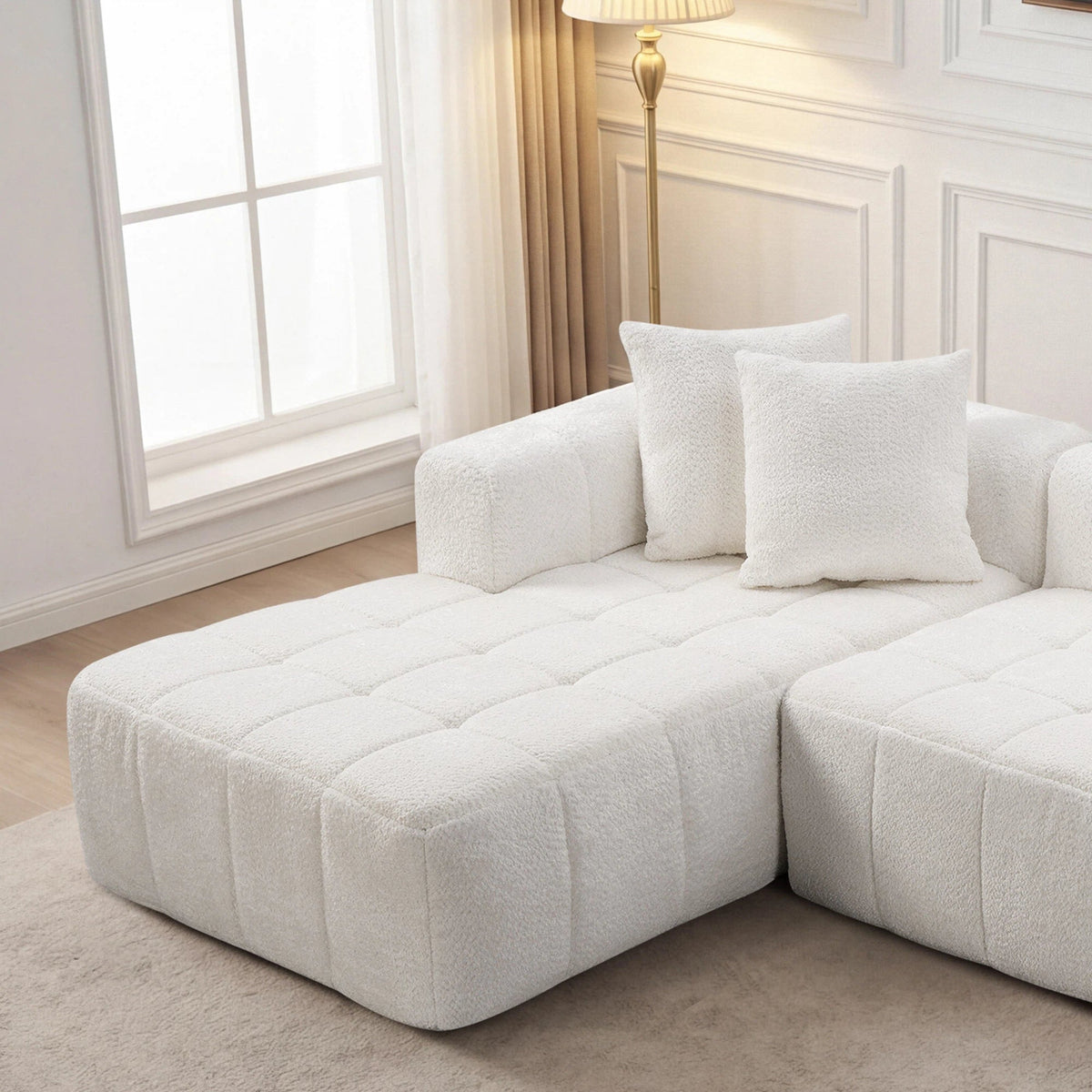 106.3" Cloud Modular Sectional Sofa Couch with L-Shape Chaise,Modern Minimalist Upholstered Couches for Living Room Bedroom,Deep Seat Corner Couch,No Assembly Required - Sonkuki