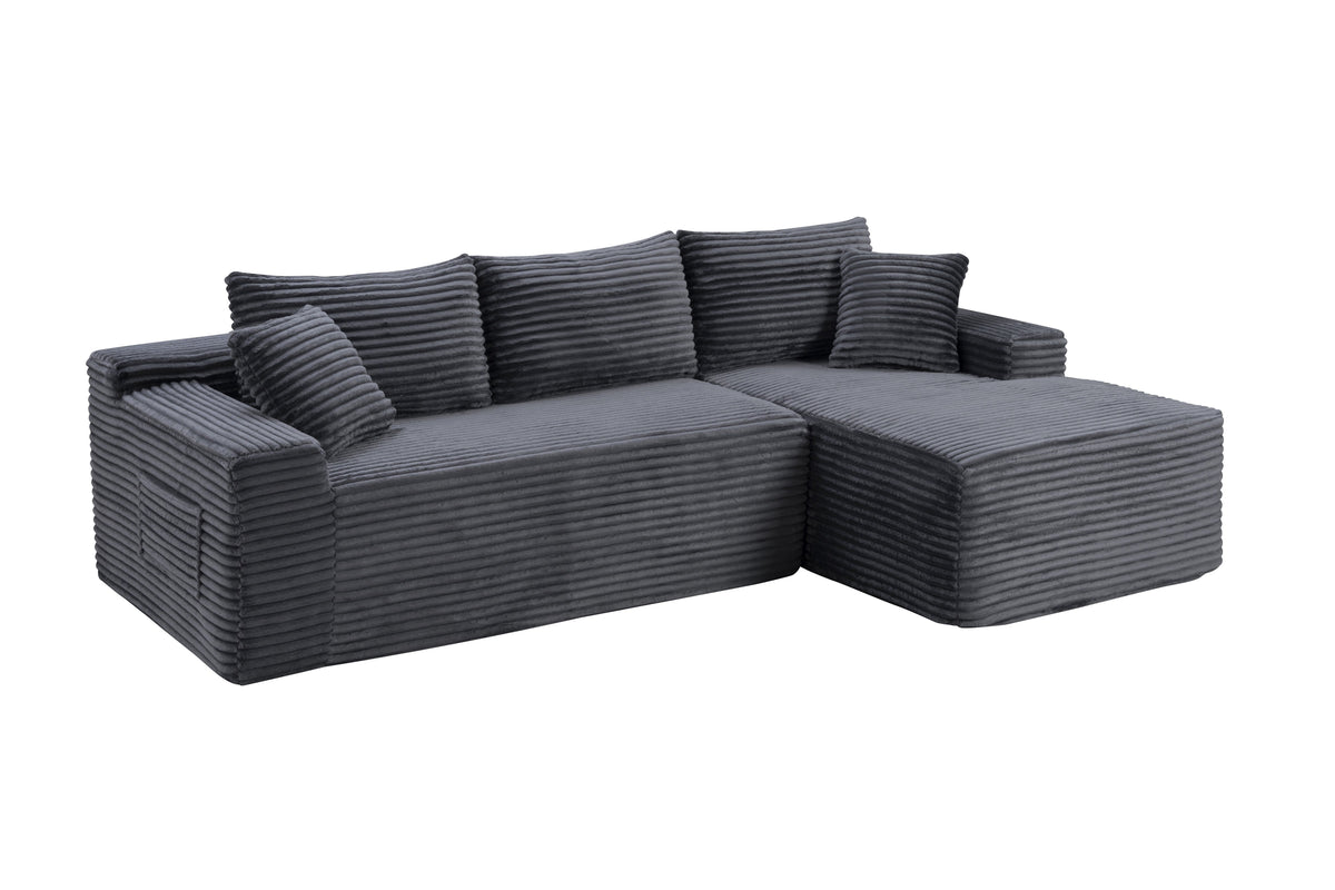 106.3" Cloud Modular Sectional Sofa Couch with L-Shape Chaise,Modern Minimalist Upholstered Couches for Living Room Bedroom,Deep Seat Corner Couch,No Assembly Required - Sonkuki