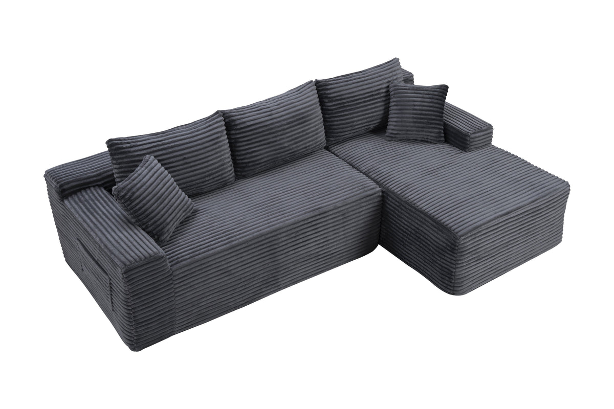 106.3" Cloud Modular Sectional Sofa Couch with L-Shape Chaise,Modern Minimalist Upholstered Couches for Living Room Bedroom,Deep Seat Corner Couch,No Assembly Required - Sonkuki