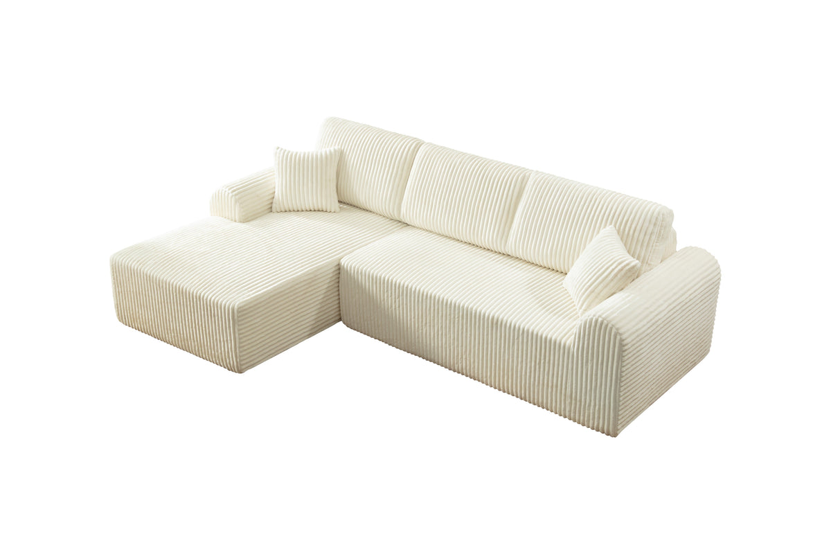 106.3" Cloud Modular Sectional Sofa Couch with L-Shape Chaise,Modern Minimalist Upholstered Couches for Living Room Bedroom,Deep Seat Corner Couch,No Assembly Required - Sonkuki