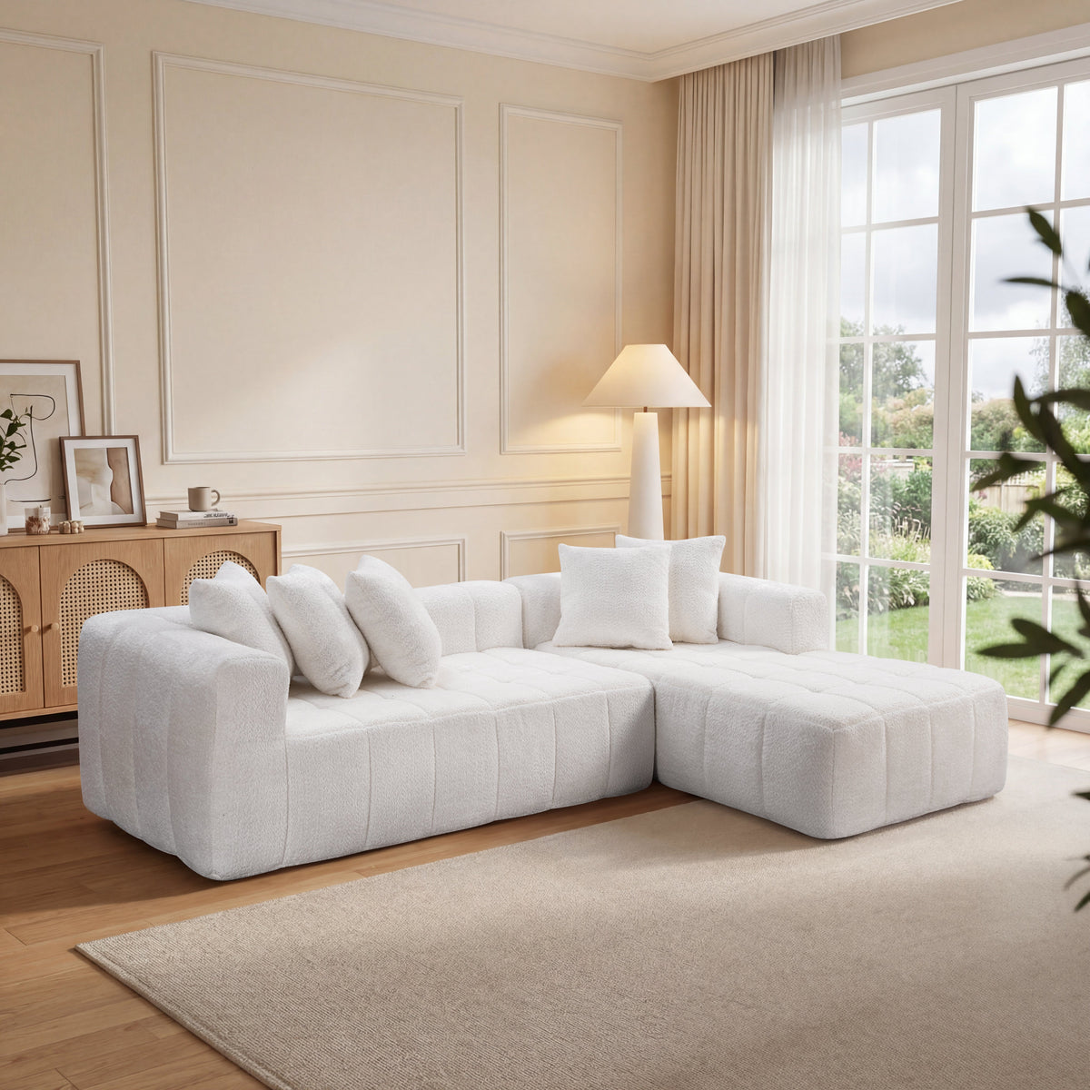106.3" Cloud Modular Sectional Sofa Couch with L-Shape Chaise,Modern Minimalist Upholstered Couches for Living Room Bedroom,Deep Seat Corner Couch,No Assembly Required - Sonkuki