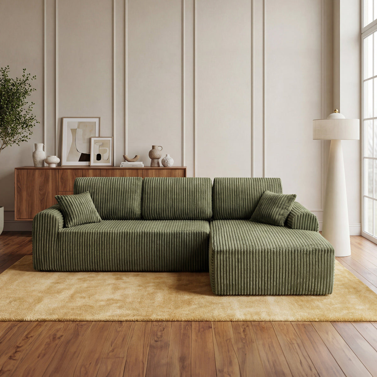 106.3" Cloud Modular Sectional Sofa Couch with L-Shape Chaise,Modern Minimalist Upholstered Couches for Living Room Bedroom,Deep Seat Corner Couch,No Assembly Required - Sonkuki