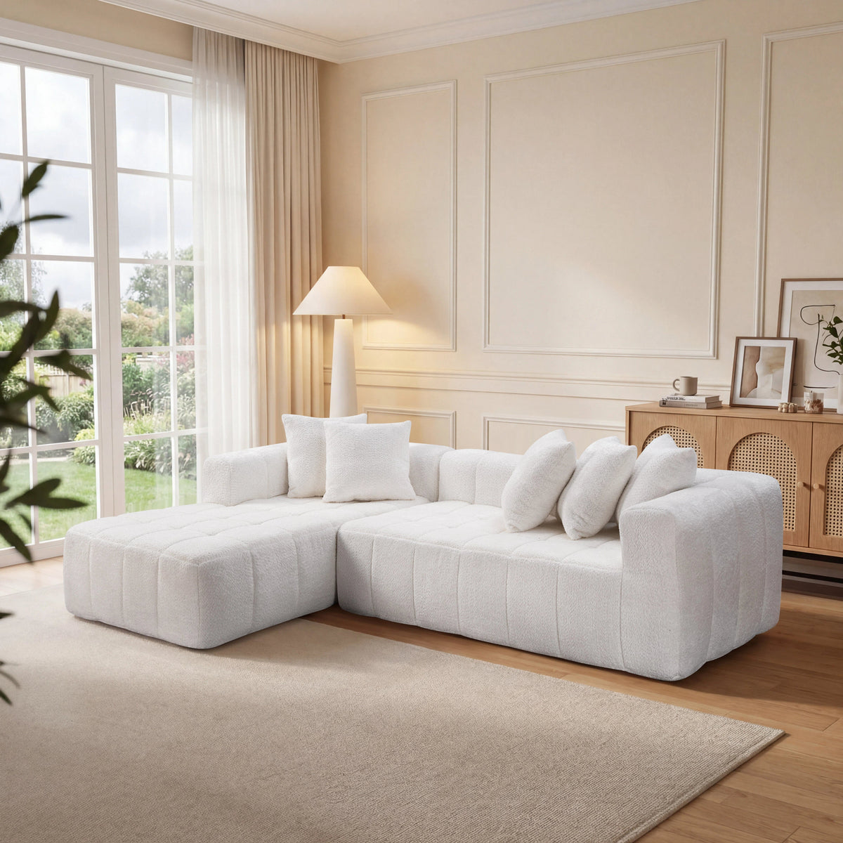 106.3" Cloud Modular Sectional Sofa Couch with L-Shape Chaise,Modern Minimalist Upholstered Couches for Living Room Bedroom,Deep Seat Corner Couch,No Assembly Required - Sonkuki