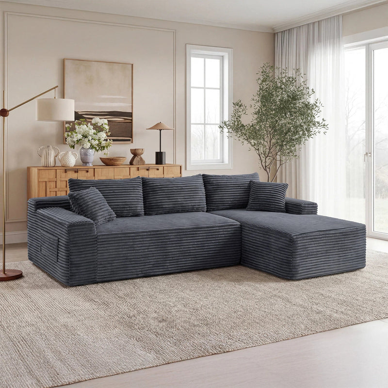 106.3" Cloud Modular Sectional Sofa Couch with L-Shape Chaise,Modern Minimalist Upholstered Couches for Living Room Bedroom,Deep Seat Corner Couch,No Assembly Required - Sonkuki