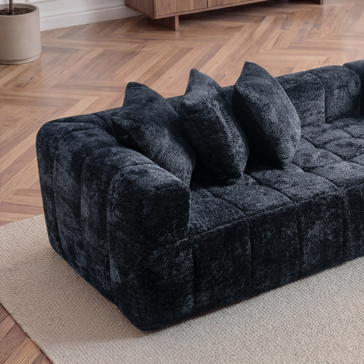 106.3" Cloud Modular Sectional Sofa Couch with L-Shape Chaise,Modern Minimalist Upholstered Couches for Living Room Bedroom,Deep Seat Corner Couch,No Assembly Required - Sonkuki
