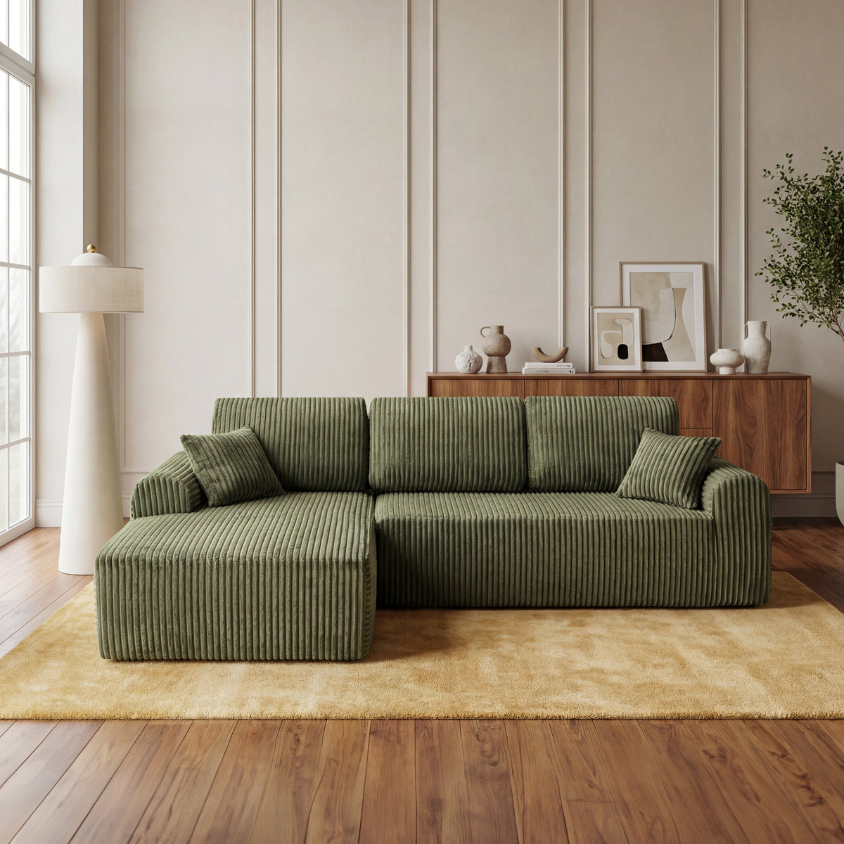 106.3" Cloud Modular Sectional Sofa Couch with L-Shape Chaise,Modern Minimalist Upholstered Couches for Living Room Bedroom,Deep Seat Corner Couch,No Assembly Required - Sonkuki