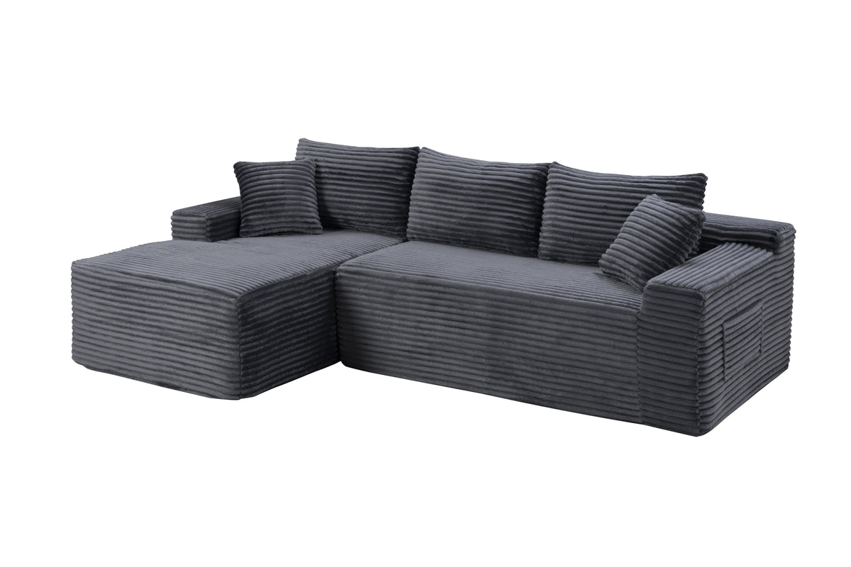 106.3" Cloud Modular Sectional Sofa Couch with L-Shape Chaise,Modern Minimalist Upholstered Couches for Living Room Bedroom,Deep Seat Corner Couch,No Assembly Required - Sonkuki