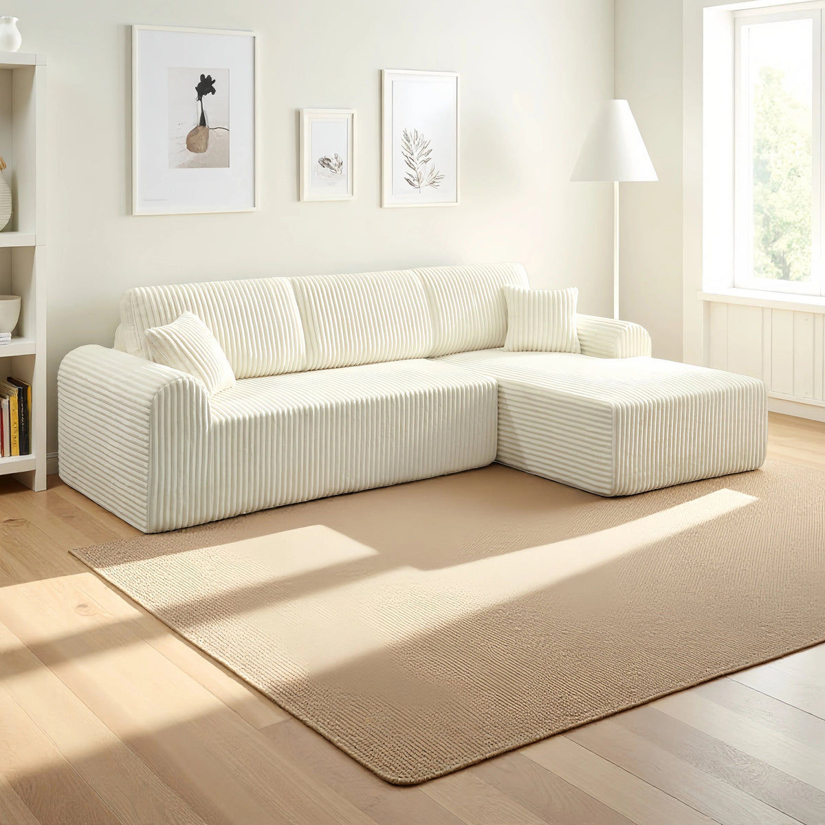 106.3" Cloud Modular Sectional Sofa Couch with L-Shape Chaise,Modern Minimalist Upholstered Couches for Living Room Bedroom,Deep Seat Corner Couch,No Assembly Required - Sonkuki