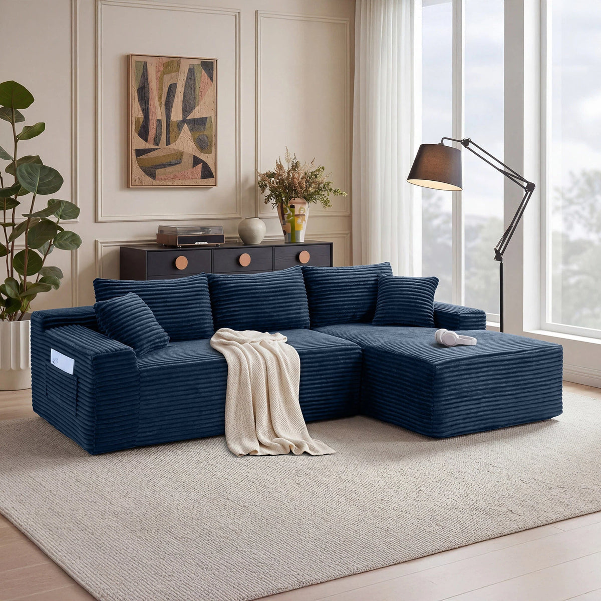106.3" Cloud Modular Sectional Sofa Couch with L-Shape Chaise,Modern Minimalist Upholstered Couches for Living Room Bedroom,Deep Seat Corner Couch,No Assembly Required - Sonkuki
