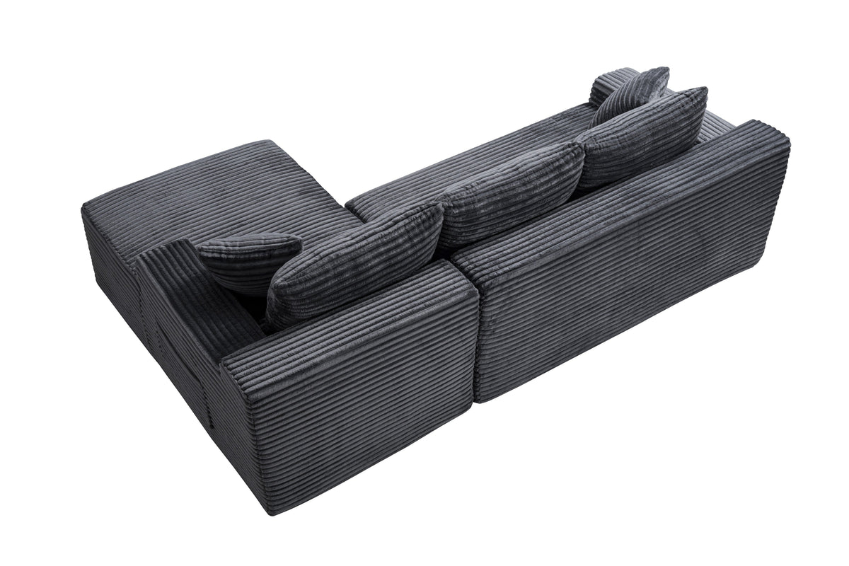 106.3" Cloud Modular Sectional Sofa Couch with L-Shape Chaise,Modern Minimalist Upholstered Couches for Living Room Bedroom,Deep Seat Corner Couch,No Assembly Required - Sonkuki