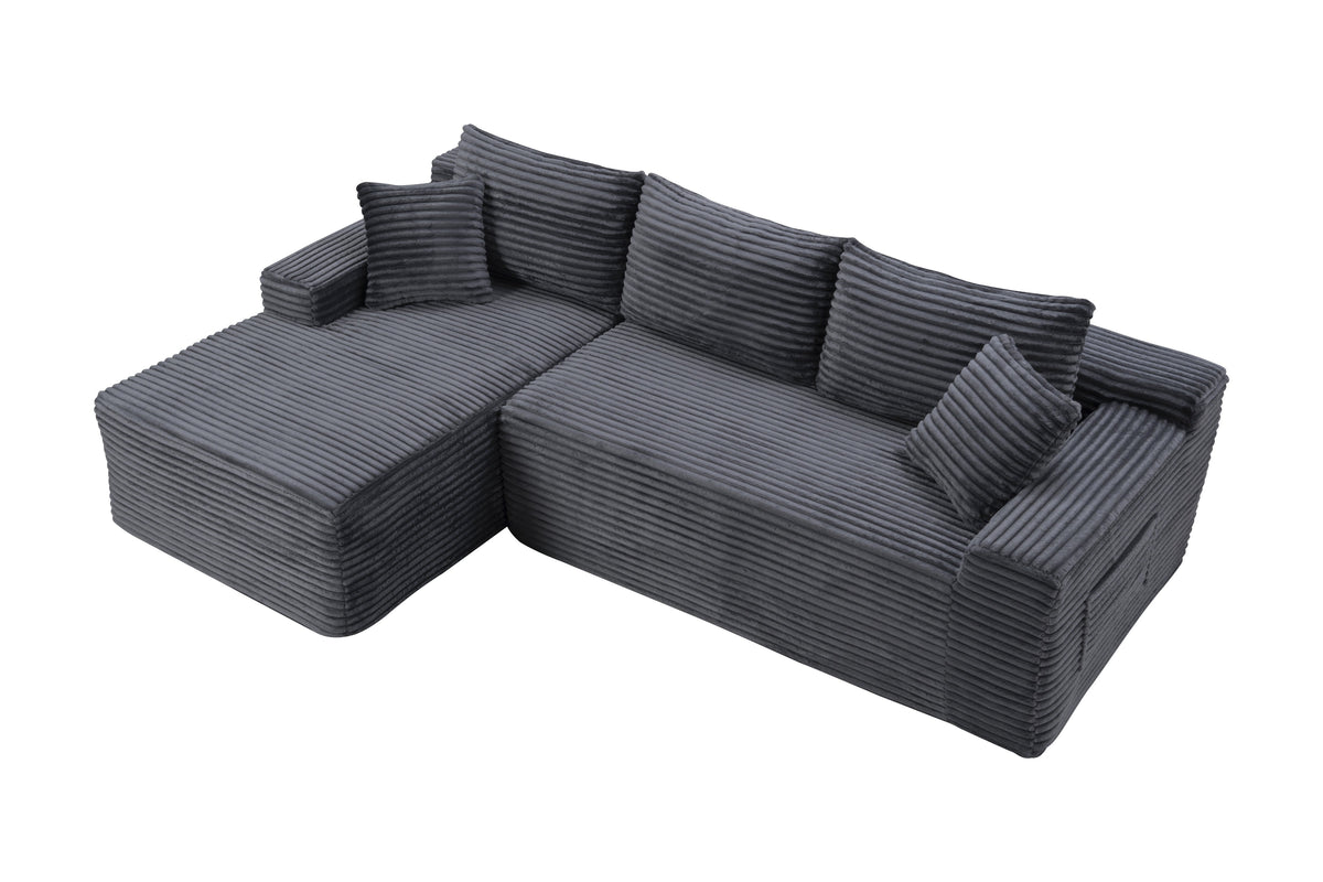 106.3" Cloud Modular Sectional Sofa Couch with L-Shape Chaise,Modern Minimalist Upholstered Couches for Living Room Bedroom,Deep Seat Corner Couch,No Assembly Required - Sonkuki