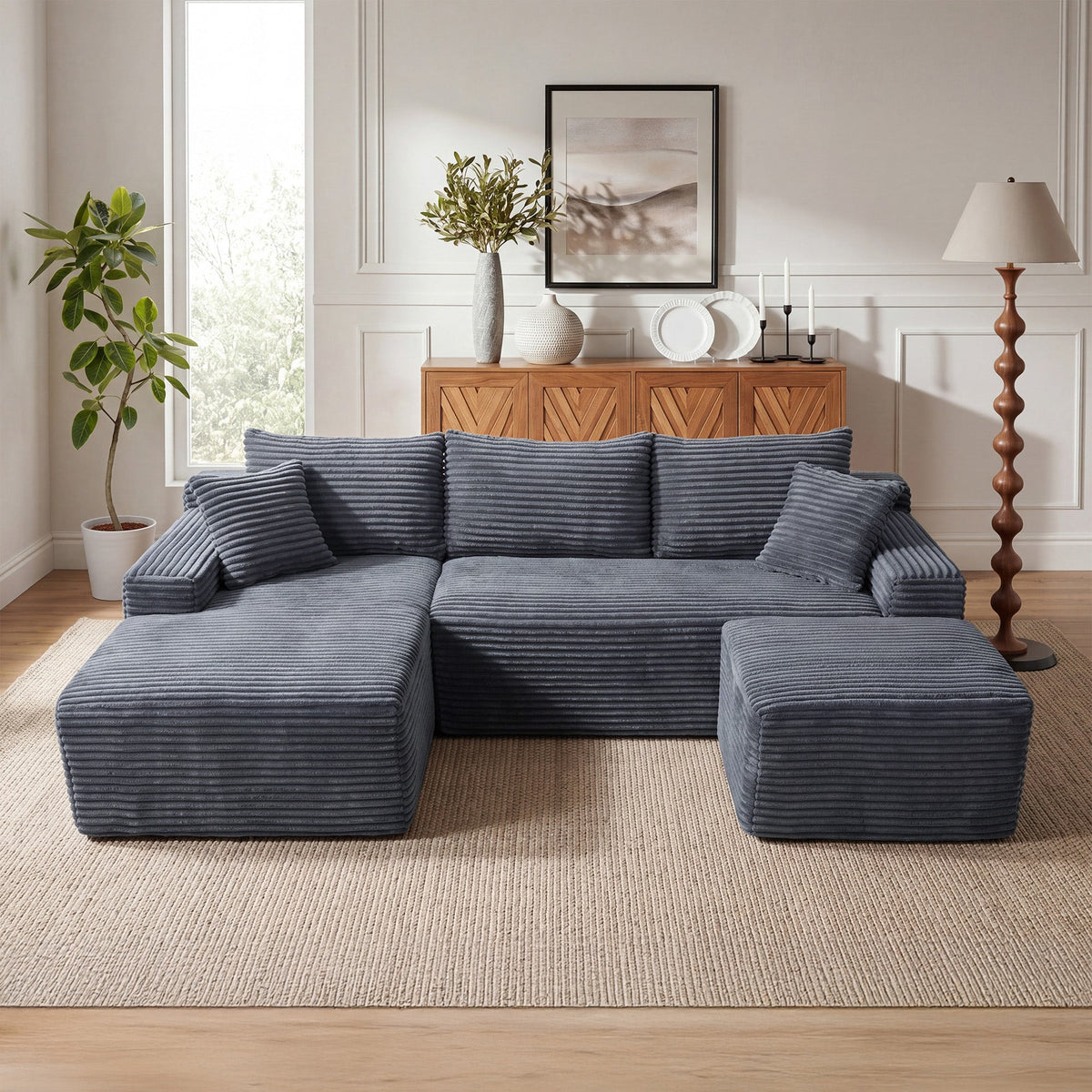 106.3" U-Shaped Cloud Sectional Sofa with Deep Seat,No Assembly Required,Modular Couches Sleeper for Living Room,Bedroom,Apartment - Sonkuki