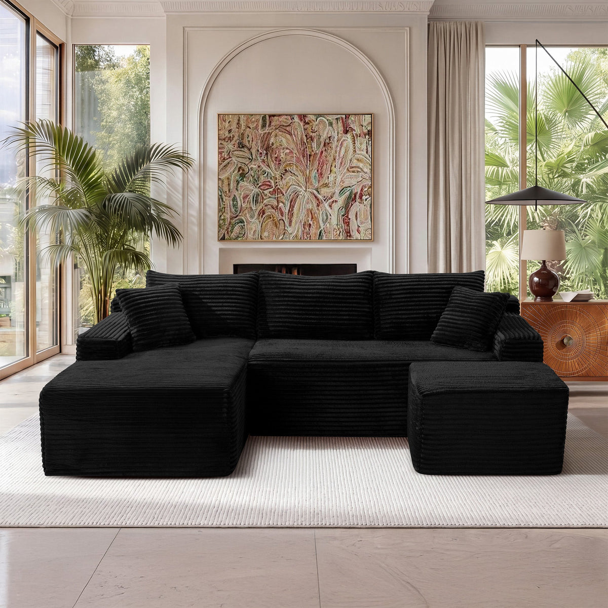 106.3" U-Shaped Cloud Sectional Sofa with Deep Seat,No Assembly Required,Modular Couches Sleeper for Living Room,Bedroom,Apartment - Sonkuki