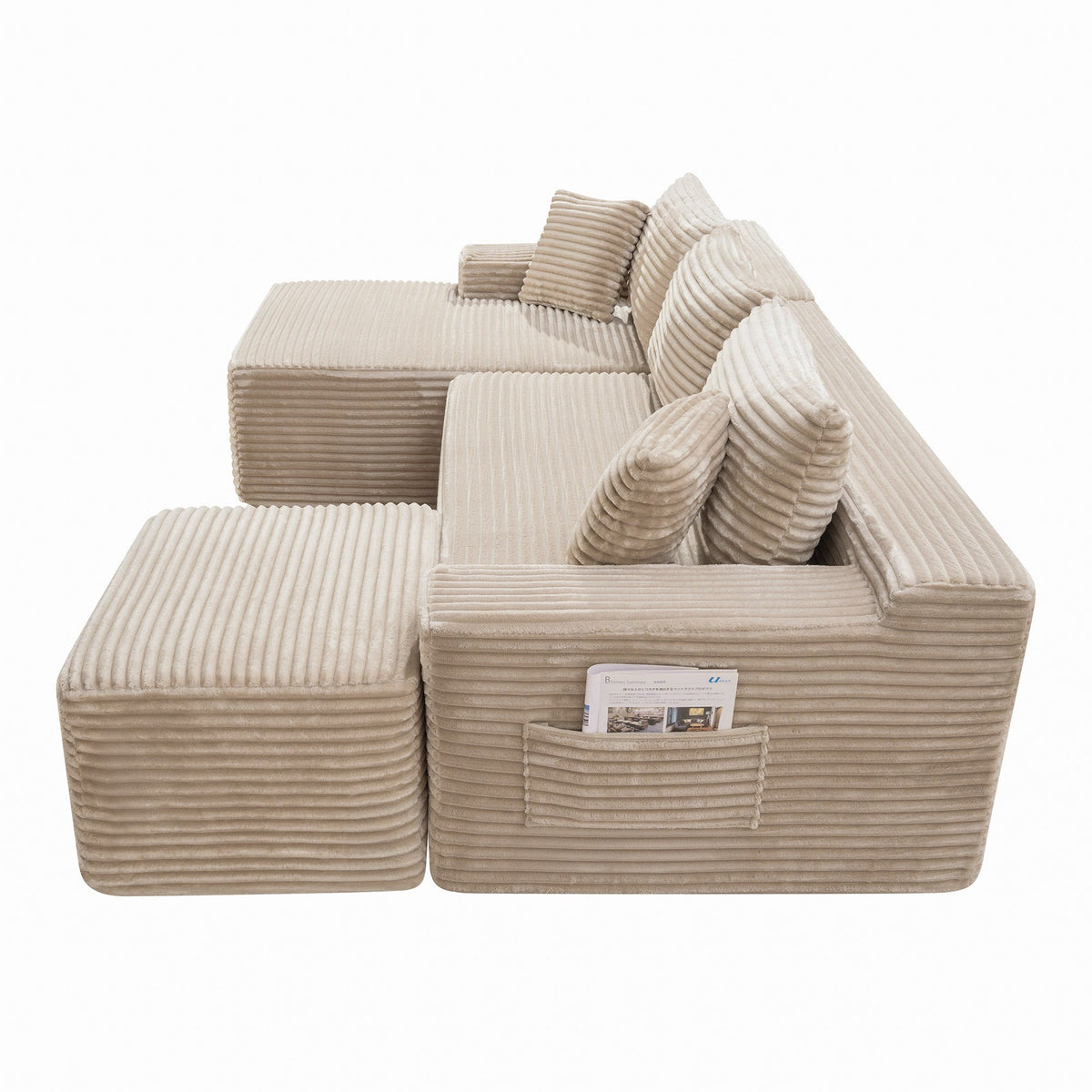 106.3" U-Shaped Cloud Sectional Sofa with Deep Seat,No Assembly Required,Modular Couches Sleeper for Living Room,Bedroom,Apartment - Sonkuki