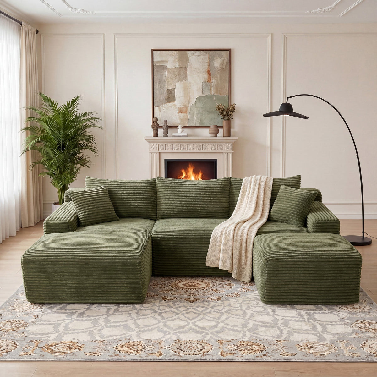 106.3" U-Shaped Cloud Sectional Sofa with Deep Seat,No Assembly Required,Modular Couches Sleeper for Living Room,Bedroom,Apartment - Sonkuki