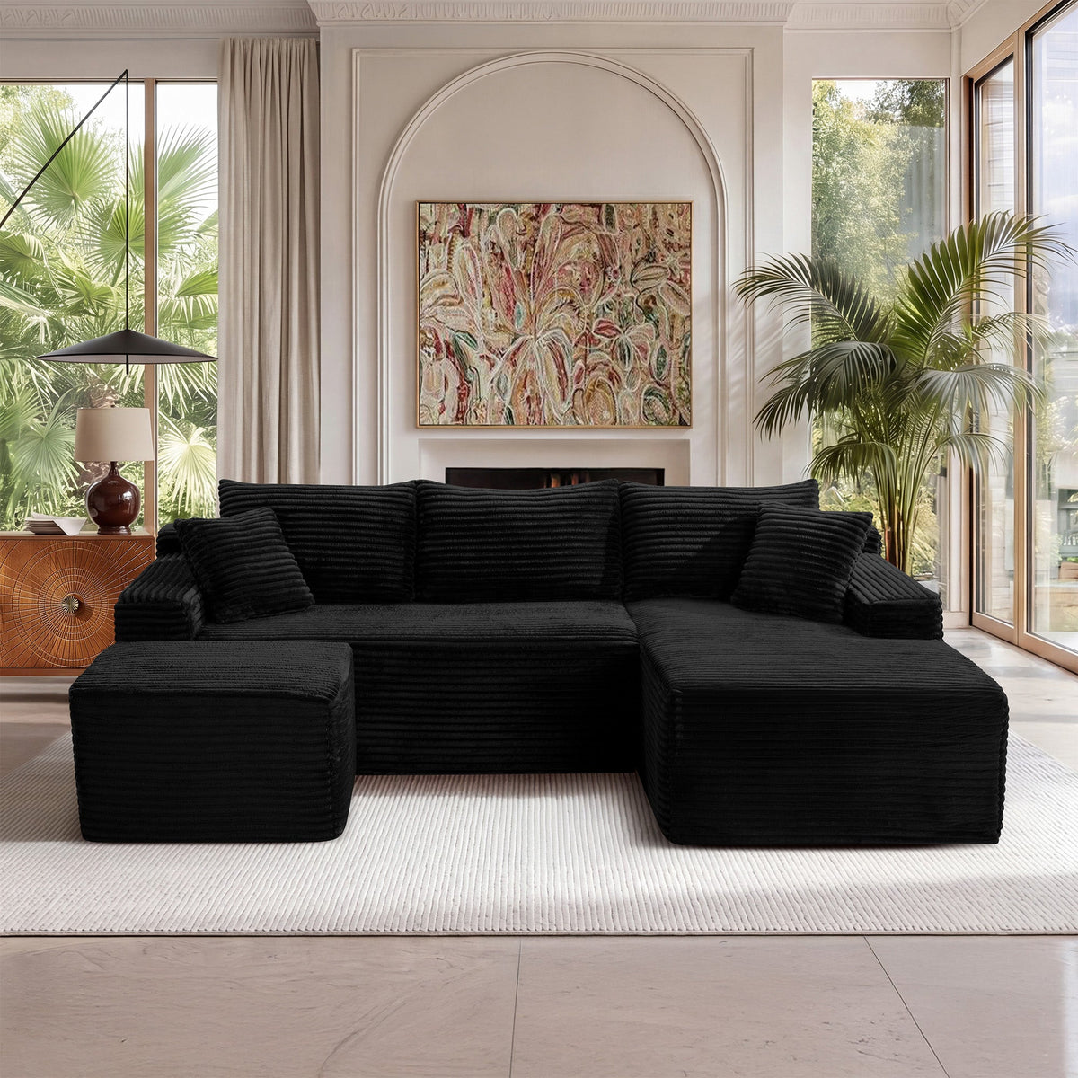 106.3" U-Shaped Cloud Sectional Sofa with Deep Seat,No Assembly Required,Modular Couches Sleeper for Living Room,Bedroom,Apartment - Sonkuki